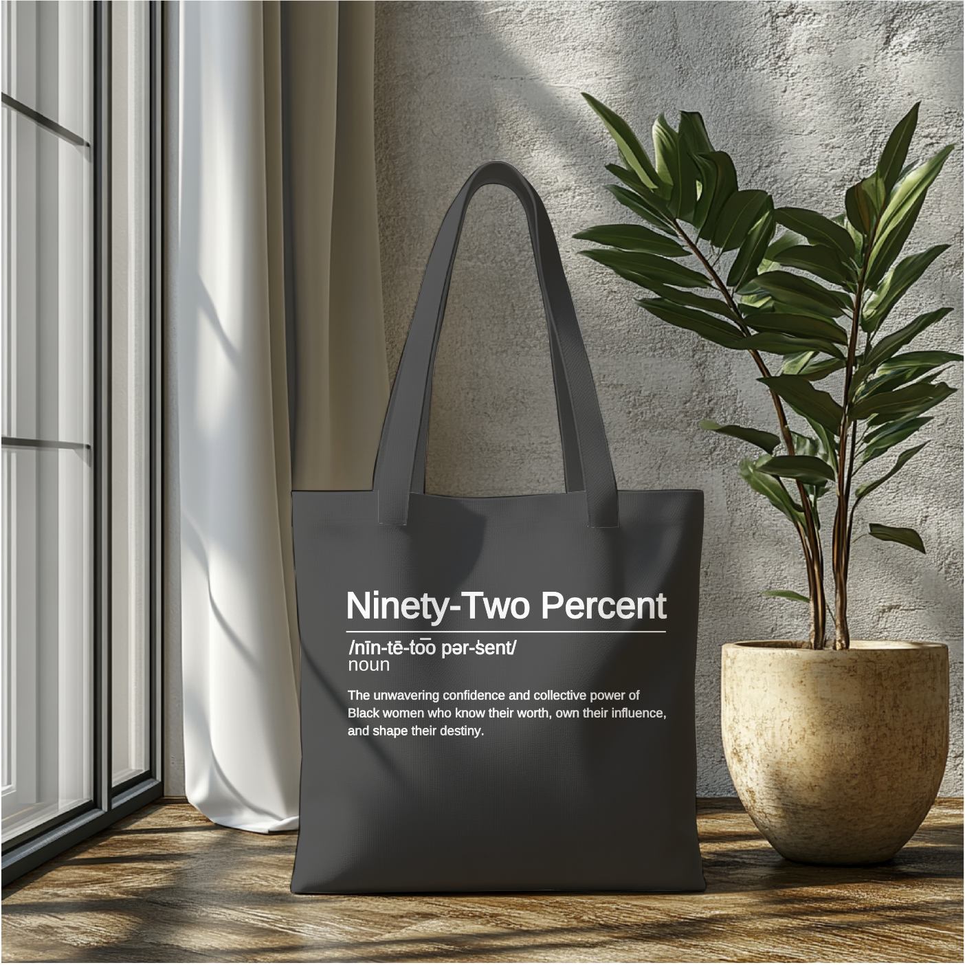 Empowering "Ninety-Two Percent" Tote Bag for Black Women | Inspirational Definition Tote | Statement Bag in Black